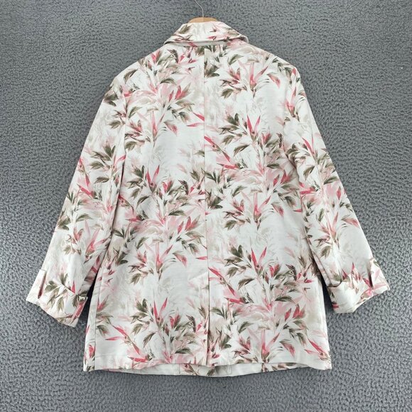 Chicos Jacket Womens 1 US Small Summer Grove Ivory Pink Floral Button Up Collar - Picture 3 of 12